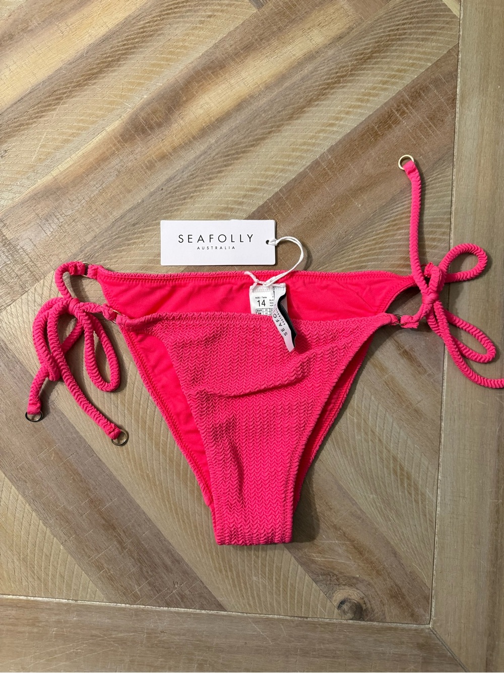 Seafolly Hot Pink Rope Tie Bikini Bottom
